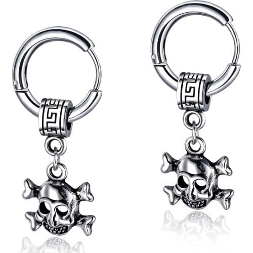 FAMI EARRINGS Personality trendy wild titanium steel skull male ear accessories simple street hip-hop student earring