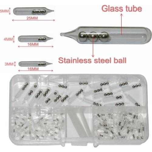 100pcs/box Mix Size Fishing Glass Rattles for Fly Tying Lure Sound Tube Rattles Build Lure Fishing Accessories