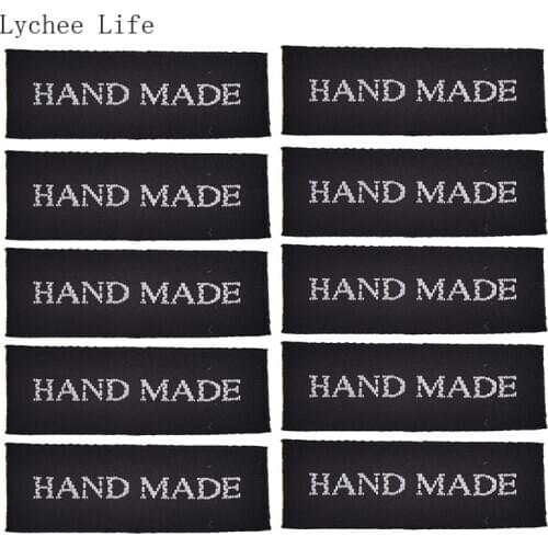 100Pcs/lot Black Color Handmade Clothes Label Printed Hand Made Letter Garment Labels Tags For Clothes Bags