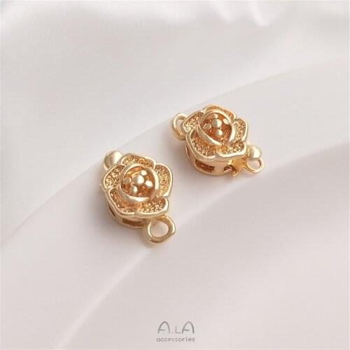 14K Gold Filled Rose insert buckle handmade DIY crystal pearl necklace connection end buckle jewelry accessories