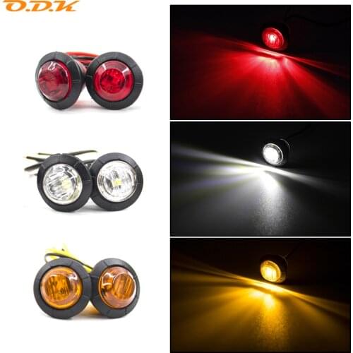 2pcs 12V/24V 3LED Sealed 3/4" Round Trailer Side Marker Bullet Light Front Rear Truck Trailer Tractor Clearance Turn Signal Lamp