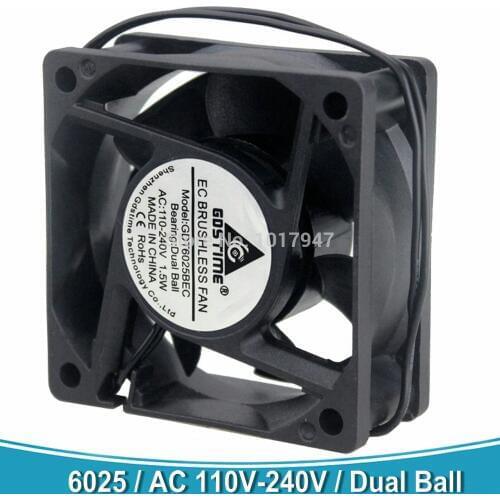 2 PCS LOT EC Brushless Cooling Fan AC 110V 115V 120V 220V 240V 6cm 60mm x 25mm Dual Ball Bearing