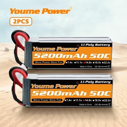 2pcs 4S Lipo 14.8V 5200mah Drone Battery racing with Deans Plug for for RC Plane DJI F450 Quadcopter Airplane Helicopter RC Car