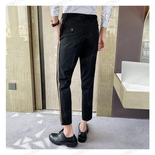2020 Fashion Designs Men Suit Pants Custom Oversize Men Slim Fit Trousers with Golden Decoration Stylish Prom Dress Mens Pants