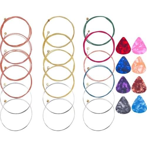 3 Sets of 6 Acoustic Guitar Strings with 8 Picks Replacement For Beginners Performers Offers a Warm Bright and Well-Balanced