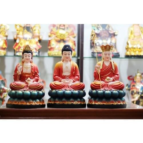 3PCS # Southeast Asia HOME Shrine efficacious Patron saint Ornamental God Avalokitesvara Guan yin buddha Ksitigarbha statue
