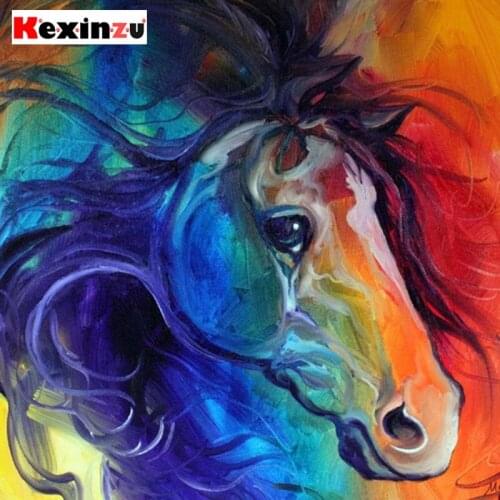 Kexinzu 5D Diy Full Round Square Stone Drill Diamond Painting Animals Horse Cross Stitch Mosaic Daimond Embroidery Gift 160