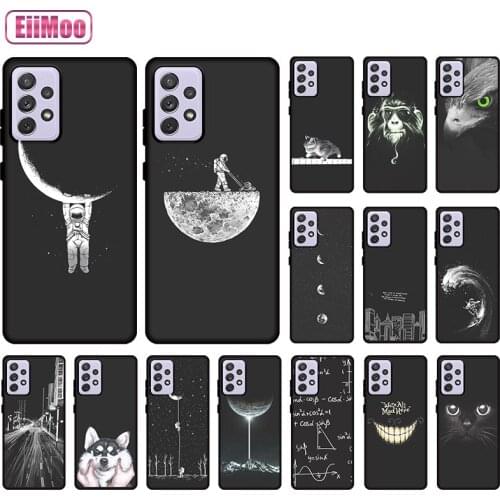EiiMoo Silicone Phone Case For Samsung Galaxy A72 Fashion 3D Cute Cartoon Pattern For Samsung A72 A725F A725M Thin Black Cover