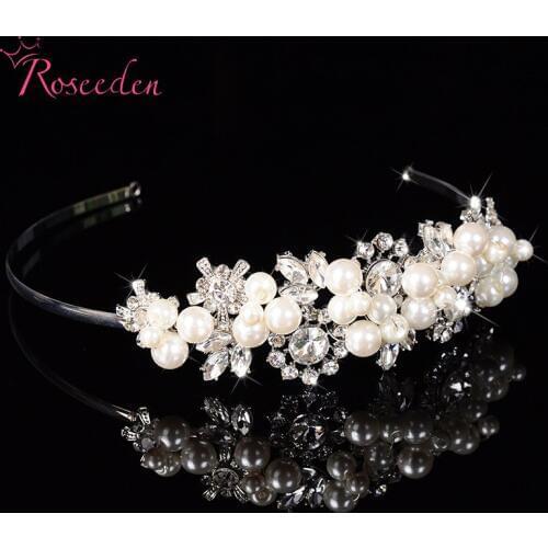 Crystal Rhinestone Pearl Headband Wedding Party Tiara Hair bands Bridal Hair Accessories Flower Girls Hairwear RE108