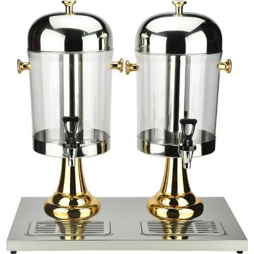 16L Stainless Steel Two Cylinders Drinking Juice Dispenser with Separate Water Tank