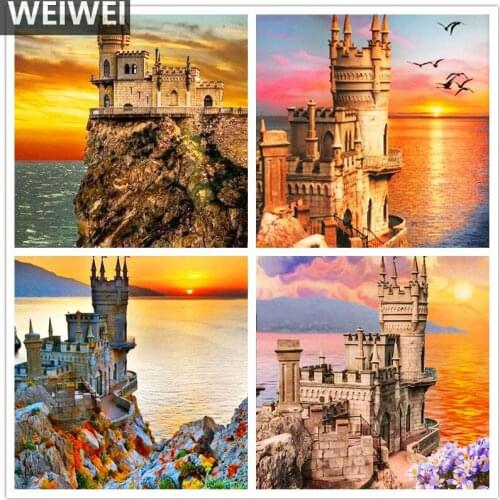 DIY Diamond Painting Lighthouse Sunset Rhinestone Picture Diamond Mosaic Full drill Drill Landscape Home Decor