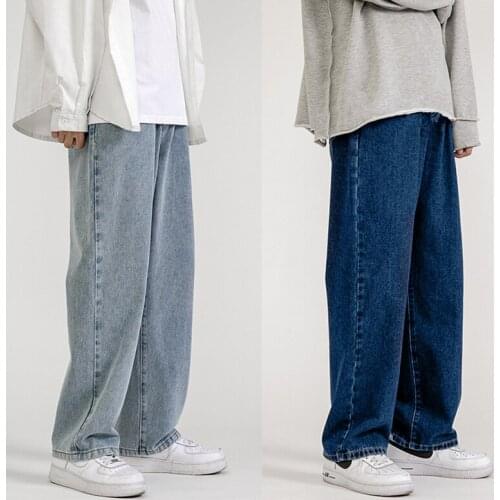 Mens Jeans Fashion Loose Straight New Casual Wide Leg Pants Cowboy Mans Streetwear Korean Hip Hop Trousers Spring Summer jeans