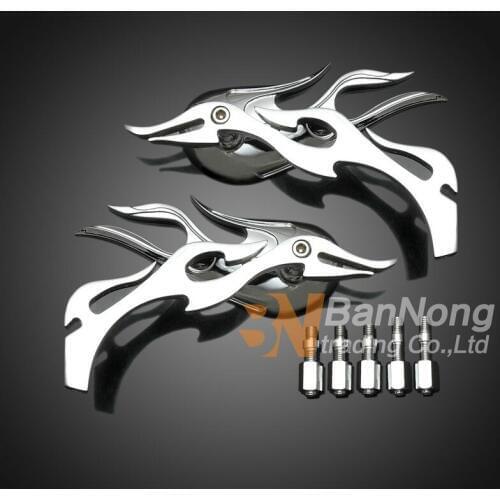Chrome flame shape Modified Motorcycle Rearview Mirrors For Honda Magna 250/750 steed 400 600 shadow 400/750 VTX1300/1800