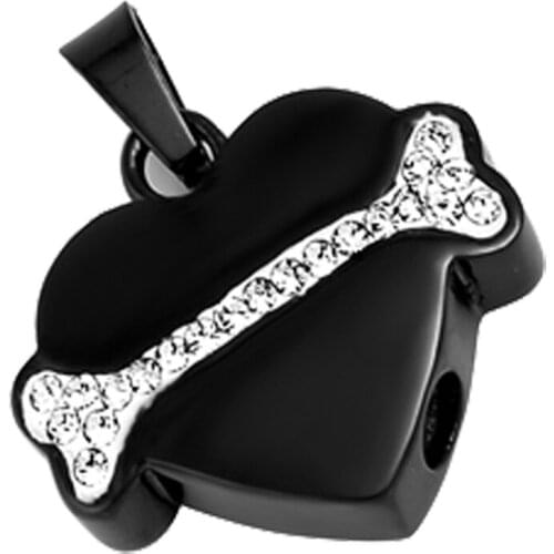 IJD9723 Stainless Steel Classic Dog Bone Rhinestone Heart Design Ash Pendant Necklace Women Limited 2017 New Arrival