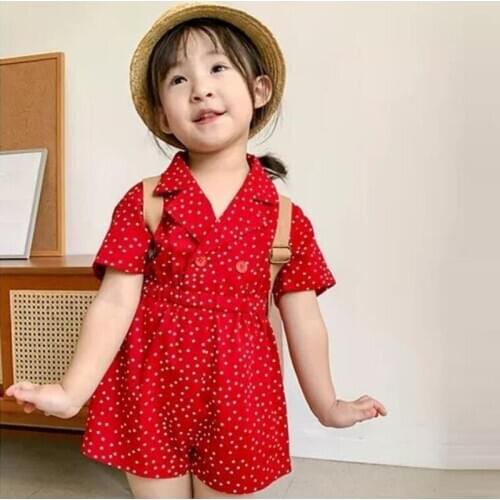 2020 Summer Korean Toddler Clothes Baby Overalls Pants Dot Print Shorts Kids Short Trousers Girls Jumpsuit Children Trousers