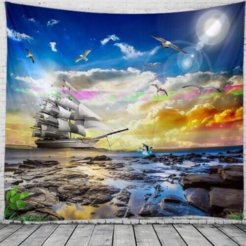 Beautiful Scenery Landscape Tapestry Hanging Flower Psychedelic Tapestry Wall Hanging Decor Halloween Deco