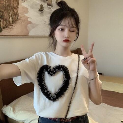 Oversize Summer Crop Top Sexy T Shirt Women 2021 Elasticity T-Shirt Love Tee Woman Clothes Loose Tshirt Female Casual Short Tops