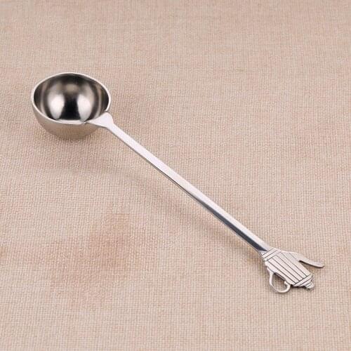 Stainless Steel Coffee Powder Spoon Long Handle Measuring Dual-use Bean Scoop Coffee Machine Accessories Kitchen Tools