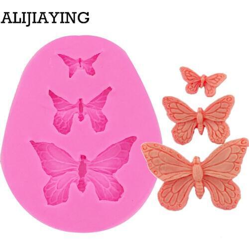 M0101 DIY Three beautiful butterfly silicone mold fondant cake decoration baking mold Sugar Craft tools