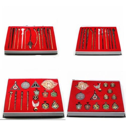 Harri Movie&TV Letters Seal Metal Baguette Magic Wand Lacquer Potters Deathly Hallows Pendants Figures Box Packed Toy Set