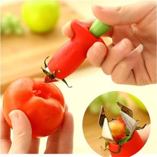 Metal Kitchen Fruit Gadget Tools Strawberry Slicer Cutter Potato Tomato Stalks Knife Stem Remover Kitchen Accessories Supplies