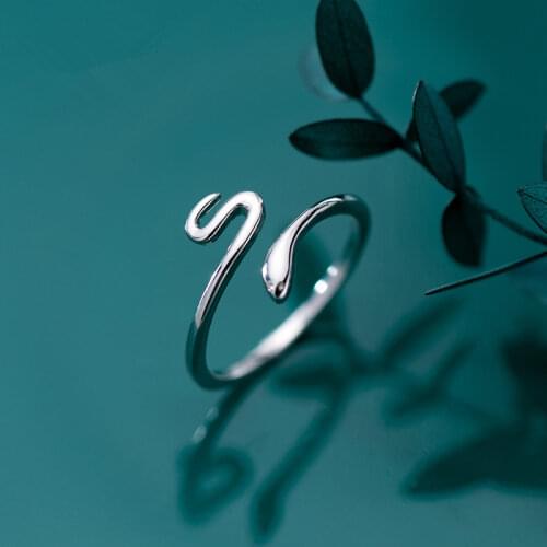 1 Piece Real Silver 925 Rings for Women Minimalist Resizable Snake Ring Girls Kids Ladies Simple Cute Fashion Jewelry