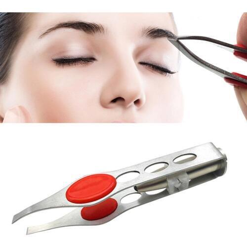 Mini LED Light Eyebrow Clip Stainless Steel Four Hole Eyebrow Plucking Tweezers Oblique Mouth Hair Removal pliers convenience