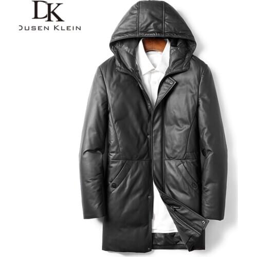 Men Genuine Leather Jackets Leather Down Coats Winter Warm Coat Sheepskin+Duck Down 5XL 525