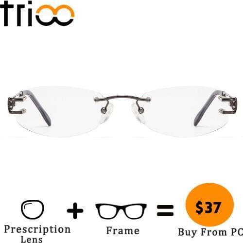 TRIOO Rimless Myopia Glasses Men Transparent Prescription Optical Spectacles Minus Graduate Nearsighted Astigmatism Eyeglasses