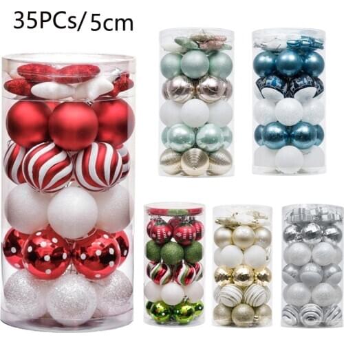 35PCs 5cm Christmas Balls Set Tree Pendants Decorative Shatterproof Hanging Christmas Baubles Balls Ornaments