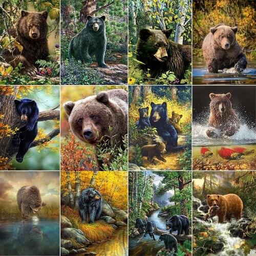 New Year Decorations Full Round Bear Diamond Embroidery 5D DIY Diamond Painting Mosaic Home Decoration Gifts