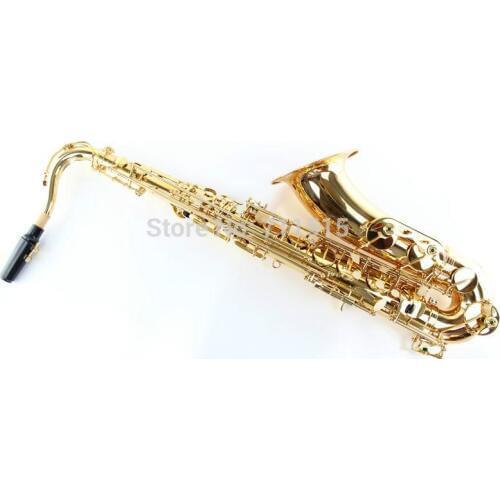 New Bb Tenor Brass Gold Lacquer Saxophone B Flat Playing Musical Instrument Sax with Case Mouthpiece Free Shipping