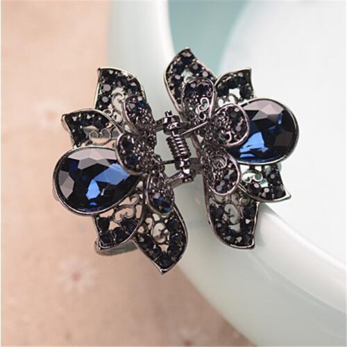 Charm Hair Clip Jewelry Vintage Hairpin Alloy Crab Clip Luxury Big Crystal Flower Hair Claws For Women Wedding Hair Accessories