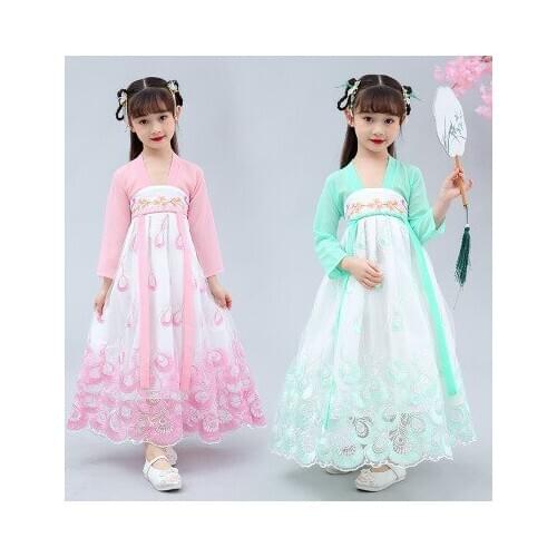 Hanfu girl baby jacket dress super fairy spring and summer Chinese style elegant princess dress childrens costume fairy dress