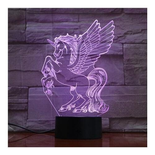 Bedside Unicorn 3D Night Light LED Animal Table Lamp Acrylic Nightlight Birthday Xmas Room Decor Kids Gift Bluetooth Speaker