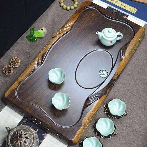 Simple Wooden Tea Tray Rectangle Chinese Kung Fu Tea Table Set Tea Tray Luxury Decorative Bandejas De Madera Kitchen Tool DI50CP