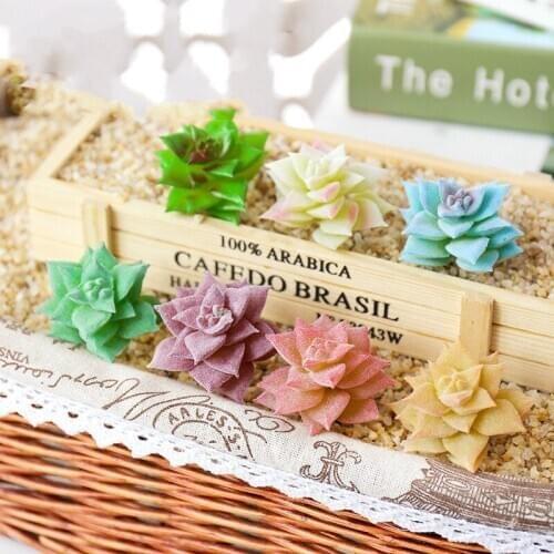 Pink Green Purple Flocking Artificial Succulents Plants Home Garden Hotel Decoration Fake Plants Desktop Bonsai Plants 1 Piece
