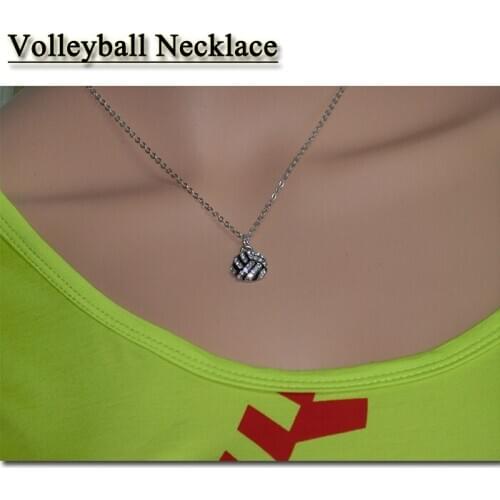 Sports Necklace volleyball Necklace Rhinestone Crystal Bling For Sports Girls