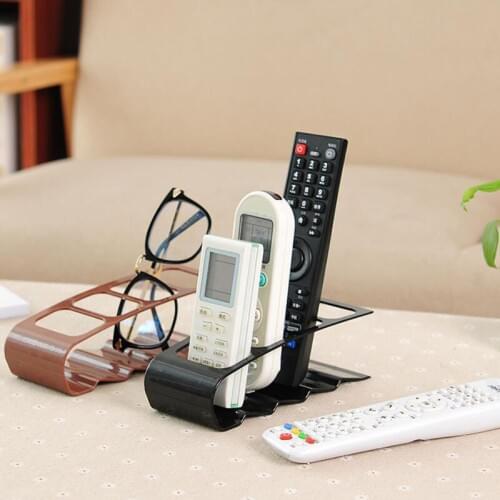 TV/DVD/VCR Remote Control Desktop Bracket Organizer 4 Grids Frame Storage Rack Mobile Phone Holder Stand Wrought Iron Case Shelf