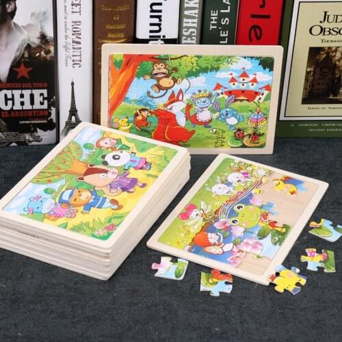 24 Pieces Of Wooden Puzzle Set ChildrenS Puzzle Wooden Toys Learning Educational Assembling Puzzle Enlightenment Game