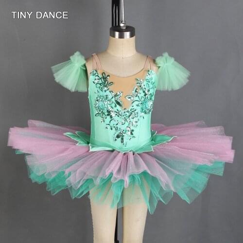 Green and Pink Platter Tutu Skirt for Girls and Women Ballet Dance Tutu Costume Adult Leotard Dress Ballerina Costumes 21004