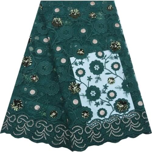 Zhenguiru New Sequined French Lace Fabric Tulle African Lace Fabric High Quality Nigerian Fabric For Women Wedding Party A2174