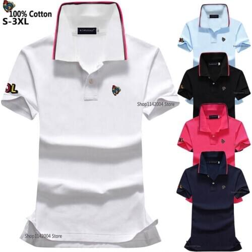 Fashion 2020 Summer New Womens Short Sleeve Polos Shirts High Quality 100% Cotton Casual Ladies Lapel Tees Female Slim Tops