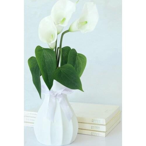 Artificial Calla lily Flower Latex Lily Flower Branch Elegant Pure Woman Gift Vase Ornament Bridal Bouquet