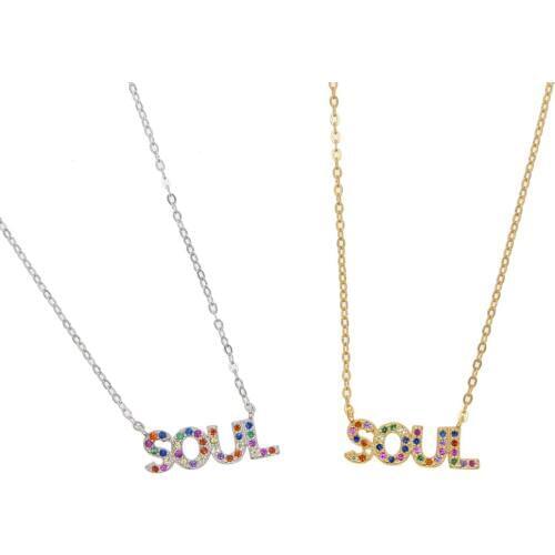 High quality simple fashion women jewelry trendy letter design 925 sterling silver soul necklace
