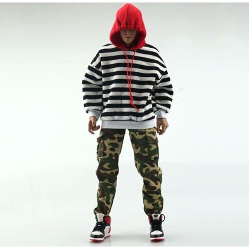 1/6 trend towards black and white striped sweaters wearing kaleidoscopic clothes. Fashionable Mens Suit 12" Doll