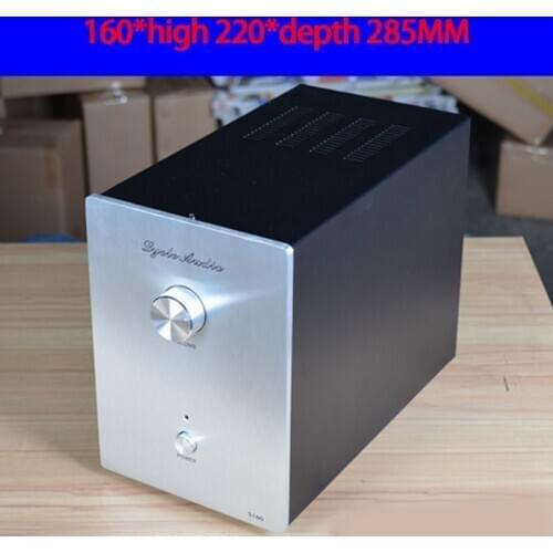 160*220*285MM Aluminum Panel Rear Stage Amplifier Chassis Box House DIY Enclosure with Feet Switch Amplifier Case Shell