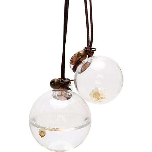Auto Ornament Car Perfume Bottle Car-styling Empty Hanging Bottle Air Freshener Perfume Pendant with Flower for Essential Oils