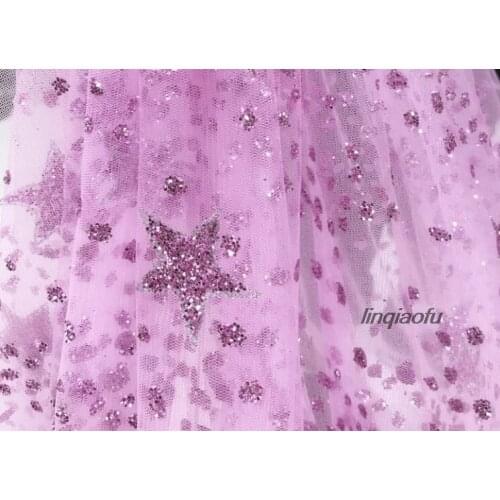 Shiny Stars Rose Pink Orange Pink Gold Sequin Fabric Wedding dress, clothing, mesh fabric