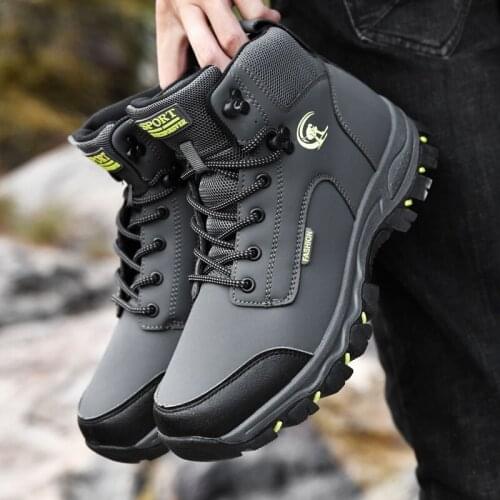 Boot high top casual dress winter desert boots coturno leather vintage ankle genuine mens boty Winter waterproof Mens shoes for